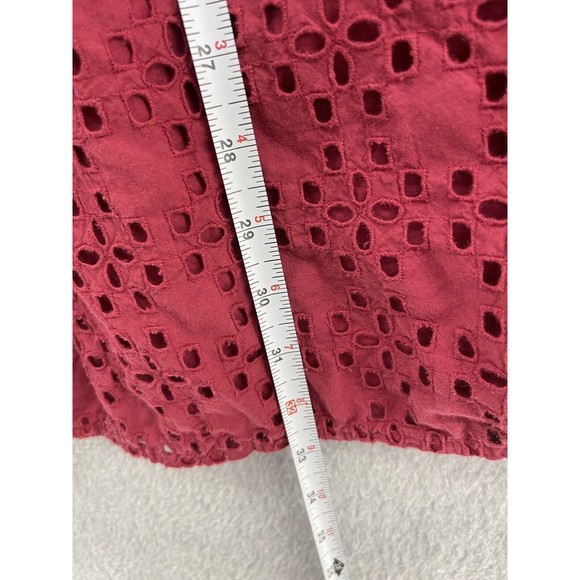 Madewell Women's Cutout Dress Solid Red Pockets Short Sleeve Size 6 - Picture 7 of 10